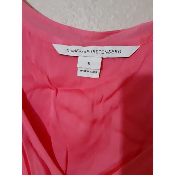 Diane Von Furstenberg Blouse Women Size 6 Pink Silk Layered V Neck Tunic - Picture 5 of 14